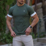 Summer Casual Men Running T-Shirts Gym Fitness Training New Male O-Neck Printed High Quality Sports T-Shirts Oversized Tops jinquedai