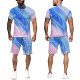 New men's T-shirt suit 3D printed summer sportswear suit men's sportswear casual short sleeve T-shirt 2-piece sports suit XS-6XL jinquedai