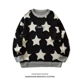 New Americanstyle retro star sweater Jacquard loose men and women couple casual Joker lazy wind autumn and winter sweater jinquedai