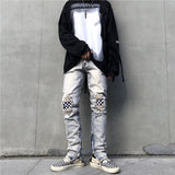 Jinquedai  Jeans Men's Letter Embroidery Ripped Holes Straight Retro Punk Pants Fashionable Hip-hop Streetwear Men S-3XL jinquedai