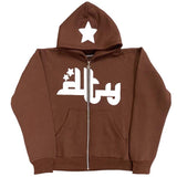 Star Letter Print Hoodie Men Fashion Zip Up Long Sleeve Oversized Jacket Coat Harajuku Gothic Hooded Sweatshirt Y2K Teen Clothes jinquedai