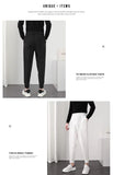 Jinquedai Fashion Men Casual Pants Elastic Waist Small Feet Slim Korean Style Pleated Tapered Male Blazer Pants Trousers Streetwear jinquedai
