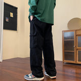 Autumn Cotton Cargo Pants Men Fashion Pocket Casual Pants Men Japanese Streetwear Hip Hop Loose Straight Pants Mens Trousers jinquedai