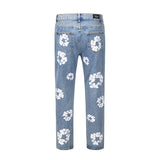 Jinquedai  Vibe Style Chic Cotton Print Kanye West Vintage Men Pencil Jeans Pants Retro Washed Hip Hop Women Slim Kpop Denim Trousers jinquedai