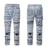 Retro Hole Ripped Distressed Jeans for Men Straight Washed Harajuku Hip Hop Loose Denim Trousers Vibe Style Casual Jean Pants jinquedai