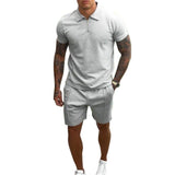 Mens Summer Outfits 2 Piece Set Fashion Clothing New Men Tracksuit Jogging Suit Stand Collar and Shorts Cotton Fabric Slim jinquedai