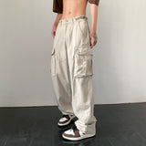 New American style vintage overalls Y2KAutumn and winter big pocket straight tube street style loose Mopping the floor pants jinquedai