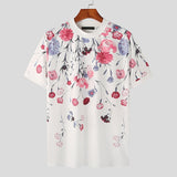 Men's Floral Printed T-shirt Summer Short Sleeve Fashion O Neck Slim Tees for Men Casual Streetwear S-5XL Vintage Leisure jinquedai