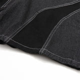 Wide Leg Splicing Jeans Shorts Y2K Men Hip Hop Harajuku Streetwear Loose Denim Shorts Black Man Shorts jinquedai