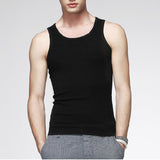 Jinquedai  Mens Sleeveless Tank Top Thin Gym Muscle Vest Summer Training Plain Casual Bodybuilding T Shirt Sports Breathable Ound Neck Tops jinquedai