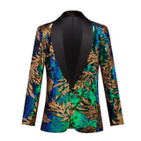 Luxury Gold Green Sequins Blazer Men Brand Slim Fit Shawl Lapel Tuxedo Blazers Men Jacket Party Club Stage Costume Homme jinquedai