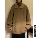 Winter Lapel Sweater Men Warm Fashion Casual Knitted Pullover Men Korean Loose Long Sleeve Sweater Mens Jumper Clothes M-3XL jinquedai