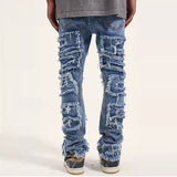 Retro Hole Ripped Distressed Jeans for Men Straight Washed Harajuku Hip Hop Loose Denim Trousers Vibe Style Casual Jean Pants jinquedai