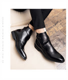 JinquedaiNew Men Ankle Boots PU Solid Color Classic Fashion Business Casual Street Party Yuppie Buckle Elegant Men Shoes CP032 jinquedai