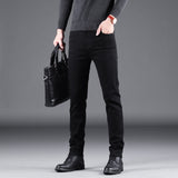 Men's Cotton Jeans Denim Pants New Business Casual Elasticity Oversized Classic Style Trousers Clothing Male Black Blue Pants jinquedai