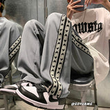 Men's High Street Casual Pants Striped Hip Hop Straight-leg Fashion Male Trousers Harajuku Baggy Summer Pants jinquedai