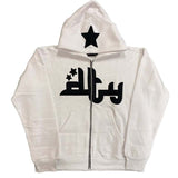 Star Letter Print Hoodie Men Fashion Zip Up Long Sleeve Oversized Jacket Coat Harajuku Gothic Hooded Sweatshirt Y2K Teen Clothes jinquedai