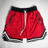 Hip hop street Instagram main line retro sports casual fitness basketball pants black red heavy mesh five-minute shorts jinquedai
