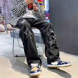 New American style Vintage high Street ManY2K Autumn Winter Loose  hundred Take Straightcylinderfeeling Couple longpants jinquedai