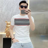 Jinquedai Summer Knitted T-shirt Men High Quality Short Sleeve Casual T-Shirt Ice Silk Breathable Streetwear Round Neck Tee Tops jinquedai