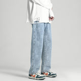 Jinquedai  Autumn Winter Embroidery Jeans Men Fashion Loose Straight Casual Pants Korean Fashion Streetwear Hip Hop Denim Trousers Male jinquedai