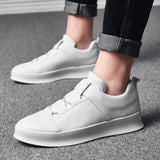 Jinquedai  Brand Men Leather Casual Shoes Slip on Loafers Shoes White Men's Platform Shoes Fashion Leisure Driving Shoes Soft Moccasins jinquedai