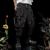 Punk Techwear Cargo Pants Big Pockets Ribbons Oversized Hip Hop Black Pants Joggers Streetwear Harajuku Loose Harem Trousers jinquedai