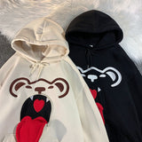 Funny Bear Hooded Sweatshirts Fashion Autumn Couple Clothing New Brand Pullovers Hip Hop Loose Male Hoodies jinquedai