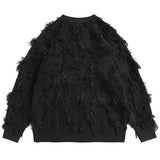 Distressed Tassel Sweaters Men's Oversized Streetwear Sweaters Black White Fashion Hip Hop Jumpers Knitted Pullovers jinquedai