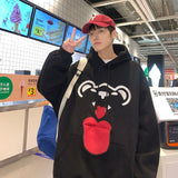 Funny Bear Hooded Sweatshirts Fashion Autumn Couple Clothing New Brand Pullovers Hip Hop Loose Male Hoodies jinquedai