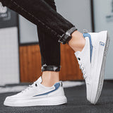 Mens Casual Shoes Lightweight Breathable for Men Flat Lace-Up Sneakers White Business Travel Tenis Masculino jinquedai