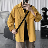Jinquedai Fashion Long-sleeved Men Cargo Shirts Casual 6 Color 5XL Vintage Blouse For Man Top Chemise Spring Male Pockets Tops jinquedai