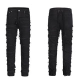 Heavy Industry Hole Frayed Destruction Waxed Jeans Mens High Street Retro Straight Ripped Pencil Pants Oversize Denim Trousers jinquedai
