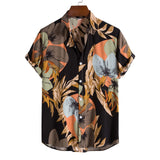 Black Floral Print Hawaiian Shirt Men Camisa Masculina Summer New Short Sleeve Beach Shirts Men Harajuku Vintage Clothing jinquedai