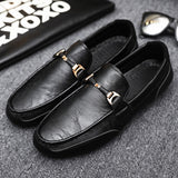 Casual Men Leather Shoes Luxury Brand Slip on Formal Loafers Moccasins Italian Black Male Driving Flat Breathable Solid jinquedai