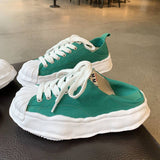 Women's Canvas Sneakers Dirty Shoes New Student Canvas Thick Dissolving Heels White Shoes Lace Up Sports Shoes for Women jinquedai