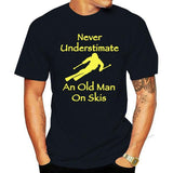 Jinquedai  Never Underestimate An Old Man on Skis T Shirt Men Adventure SKI Casual Tshirt Gift for Snowboarder Love Snowboarding Tee jinquedai