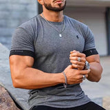 Summer Casual Men Running T-Shirts Gym Fitness Training New Male O-Neck Printed High Quality Sports T-Shirts Oversized Tops jinquedai