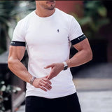 Summer Casual Men Running T-Shirts Gym Fitness Training New Male O-Neck Printed High Quality Sports T-Shirts Oversized Tops jinquedai