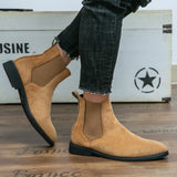 Jinquedai Chelsea Boots Men Boots Faux Suede Solid Color Classic Business Casual Versatile British Style Slip-On Fashion Ankle Boots CP039 jinquedai