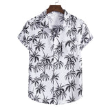 Mens Hawaiian Shirt Pink Palm Tree Print Casual Short Sleeve Button Down Shirts Summer Beach Aloha Shirt Men Chemise Homme XXXL jinquedai