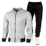 New Men Sets Fashion Sporting Suit Brand Patchwork Zipper Sweatshirt +Sweatpants Mens Clothing 2 Pieces Sets Slim Tracksuit jinquedai