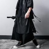 Techwear Wide Leg Pants Punk Gothic Black Trousers Male Goth Cotton Linens Summer Japanese Style Streetwear Hip Hop jinquedai