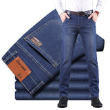 Men's Cotton Jeans Denim Pants New Business Casual Elasticity Oversized Classic Style Trousers Clothing Male Black Blue Pants jinquedai