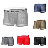 Mens Boxers Mesh Ice Silk Thin Boxer Sexy U Convex Panties Breathable Underwear Summer New Trunks Shorts Lingerie Shorts jinquedai