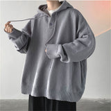 Men's Hooded Sweaters Spring Autumn Fashion Pullover Loose Solid Knitted Sweater Korean Tide Streetwear Men Knitwear Hoodies jinquedai