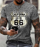 Jinquedai  Route 66 Letter Print T-Shirt Men Summer Short Sleeve Casual Sportwear Tees Highway Style Loose Male Clothes Breathable Tops jinquedai