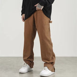 Jinquedai  New Fashion Ankle Zipper Brown Baggy Men Cargo Wide Pants Hip Hop Straight Loose Women Casual Long Trousers Pantalon Homme jinquedai