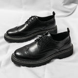 Spring Luxury Brand Brogue Men's Shoes Thick-soled Casual Shoes British Style Oxford Shoes Lace-up Shoes High Quality Moccasin jinquedai