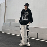 Gothic Punk Cargo Pants Anime Patch Pants for Men Women High Waist Black Trousers Wide-leg Casual Pant Harajuku Y2k Male Bottoms jinquedai